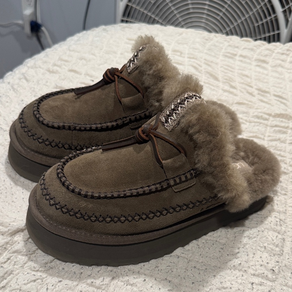 UGG Tan Fur-Lined Slippers